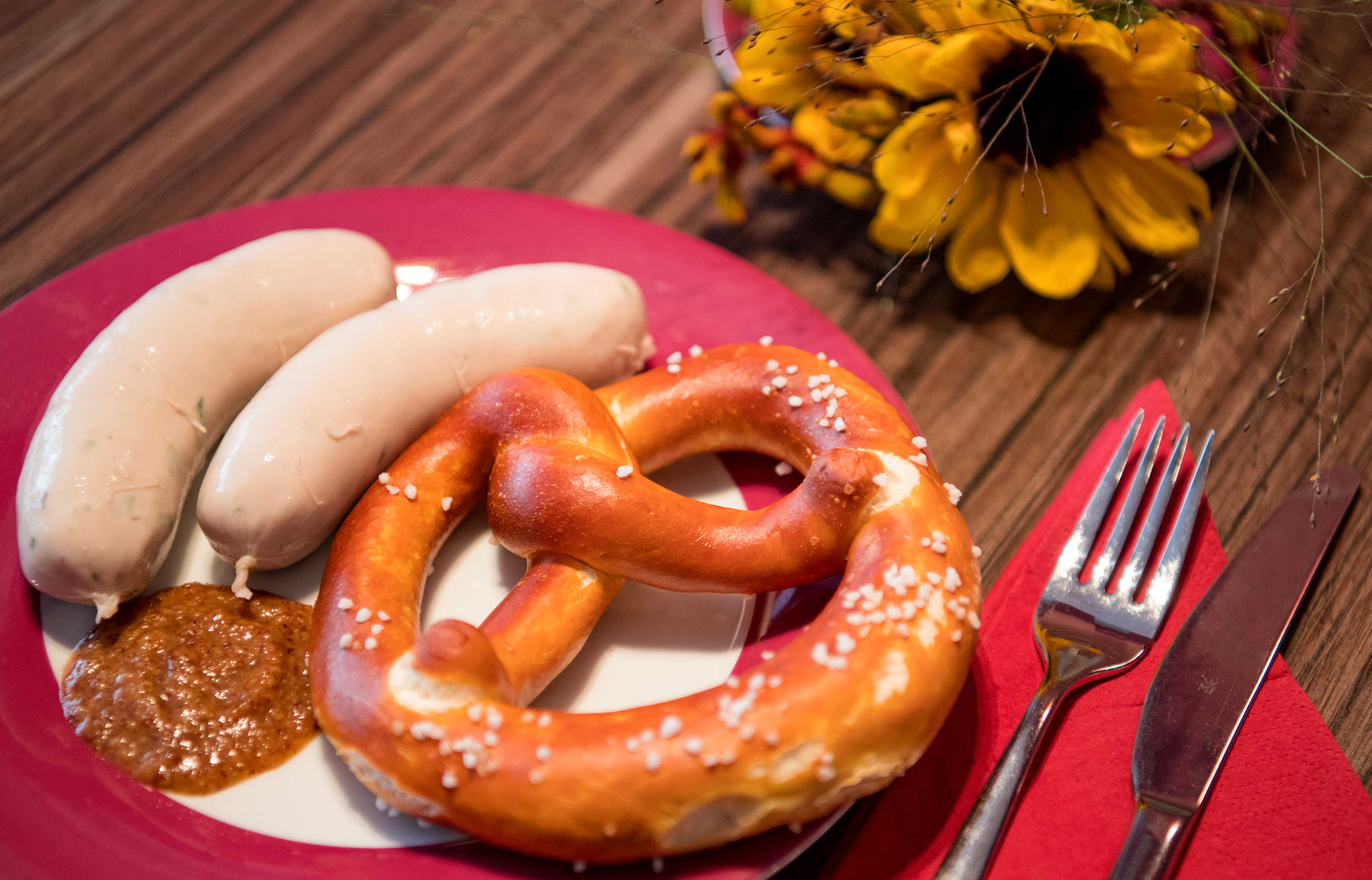 Hotel Munich City, bavarian breakfast with white sausages and fresh pretzels